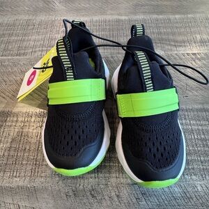 All in Motion Black and Neon Green Athletic Slip-On Sneakers- size 5